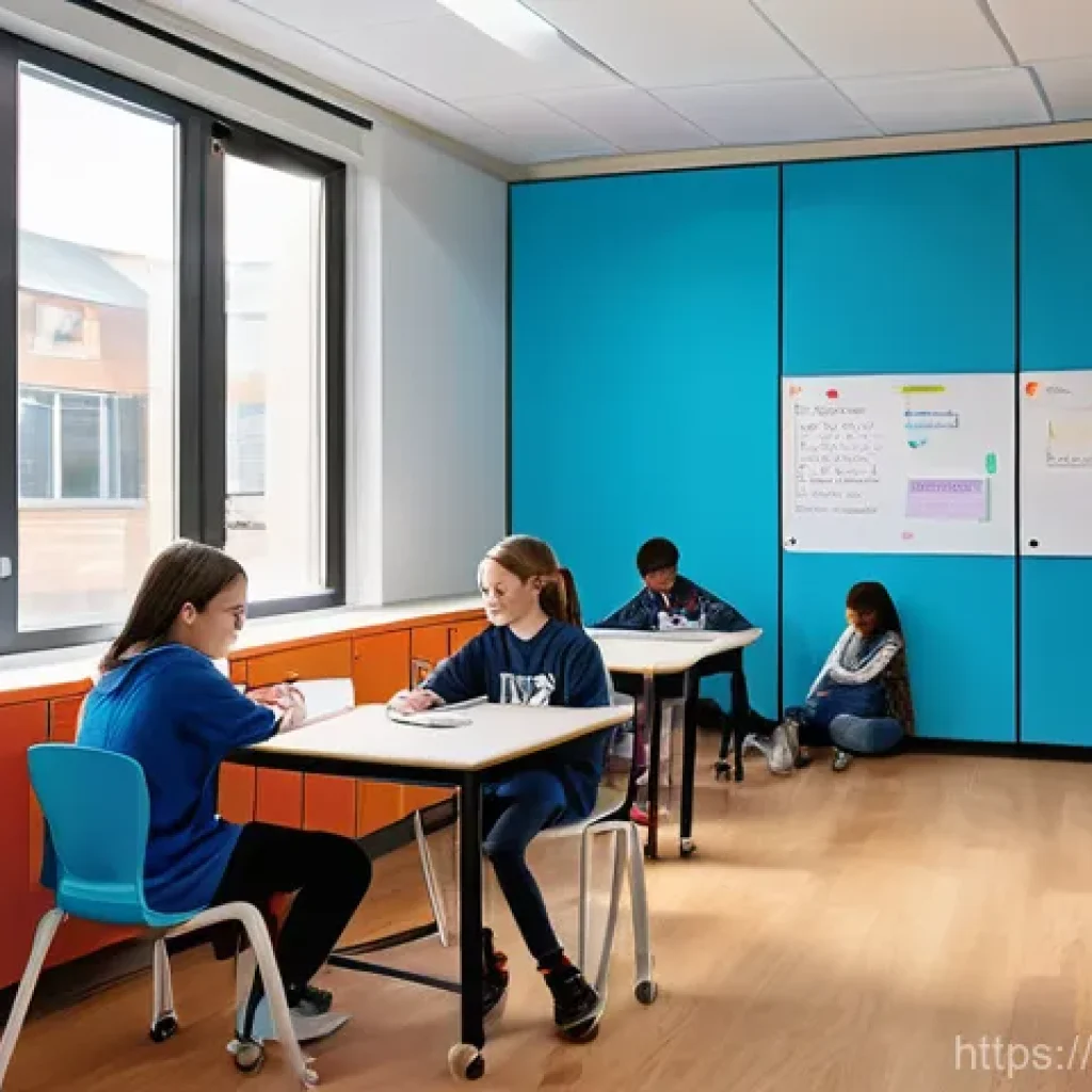 중학교 미래 교육 전망 - **Prompt 1: Dynamic Flexible Classroom**
    "A vibrant and modern classroom designed with highly mo...