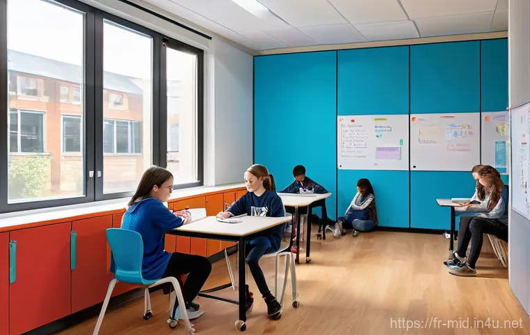 중학교 미래 교육 전망 - **Prompt 1: Dynamic Flexible Classroom**
    "A vibrant and modern classroom designed with highly mo...