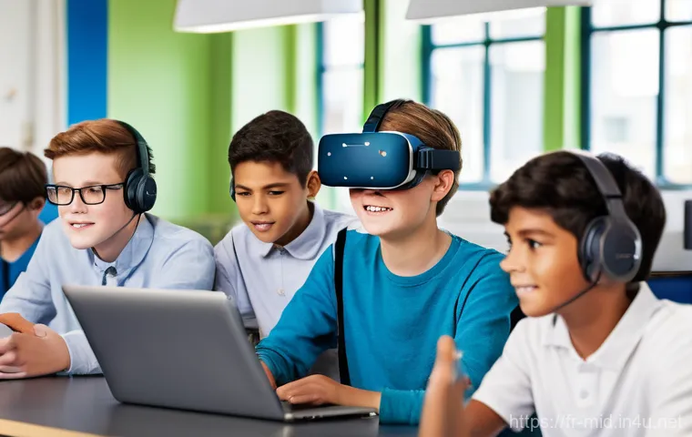 중학교 미래 교육 전망 - **Prompt 2: Outdoor Educational Garden**
    "A sunny outdoor pedagogical garden where a diverse gro...