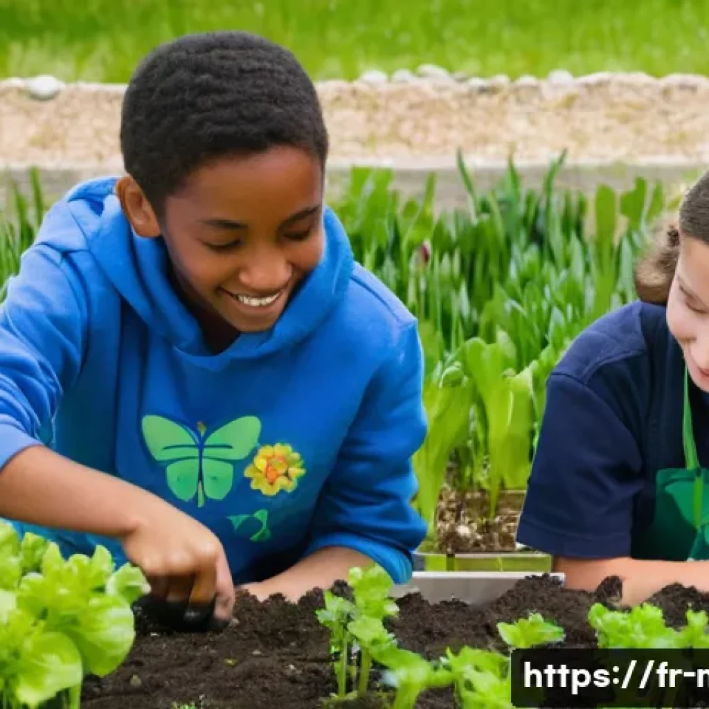 중학교 환경 교육 - **Prompt 1: "Green Thumbs" at the French Collège Garden**
    A vibrant, sun-drenched scene capturin...