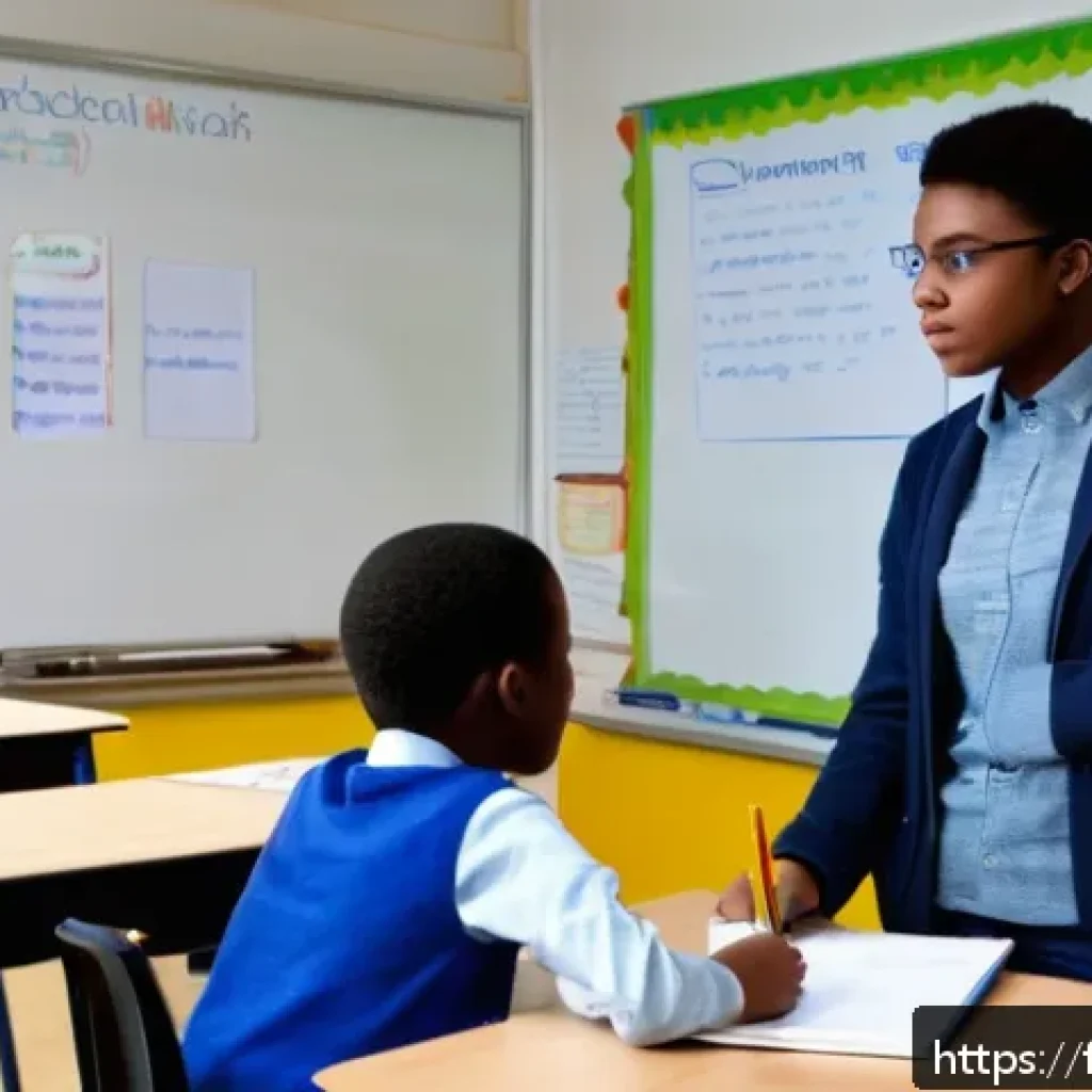 중학교 필수 과목 - A bright and modern French middle school classroom scene where diverse students are actively engaged...